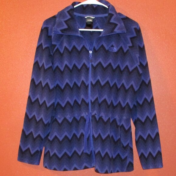 North Face Woman Large Black Blue Pockets Full Zip Long Sleeve Jacket - Picture 1 of 11